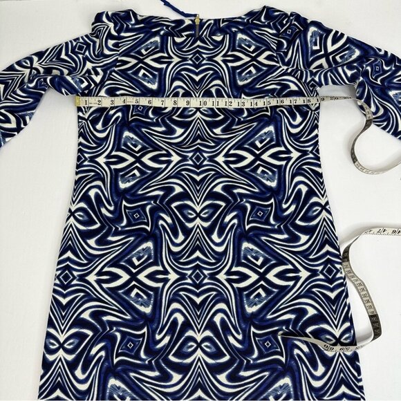 Taylor Women's NWT Blue Geometric 3/4‎ Sleeve Business Career Shift Dress 6/C38 - Picture 9 of 13